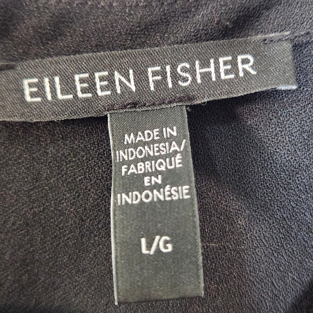 Eileen Fisher Jumpsuit Women L Black Sleeveless Elastic Waist Pockets Wide Leg - Picture 3 of 15